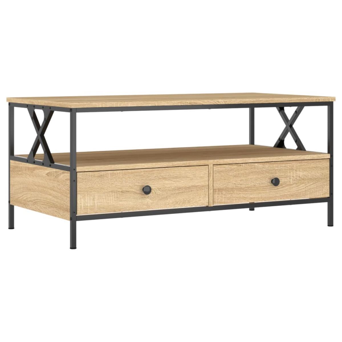 Mesa de centro madera de ingeniería roble Sonoma 100x51x45 cm