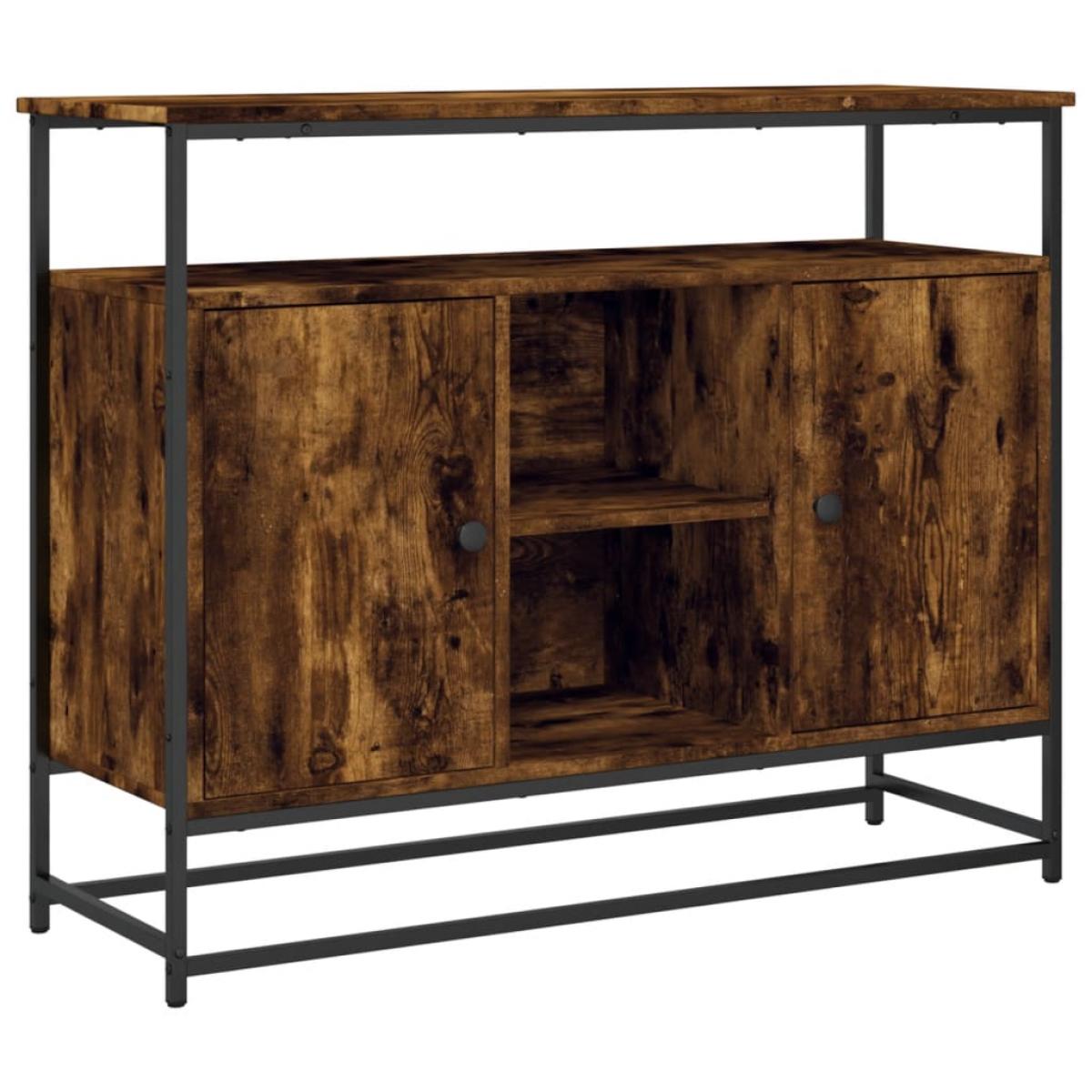 Aparador de madera de ingeniería roble ahumado 100x35x80 cm