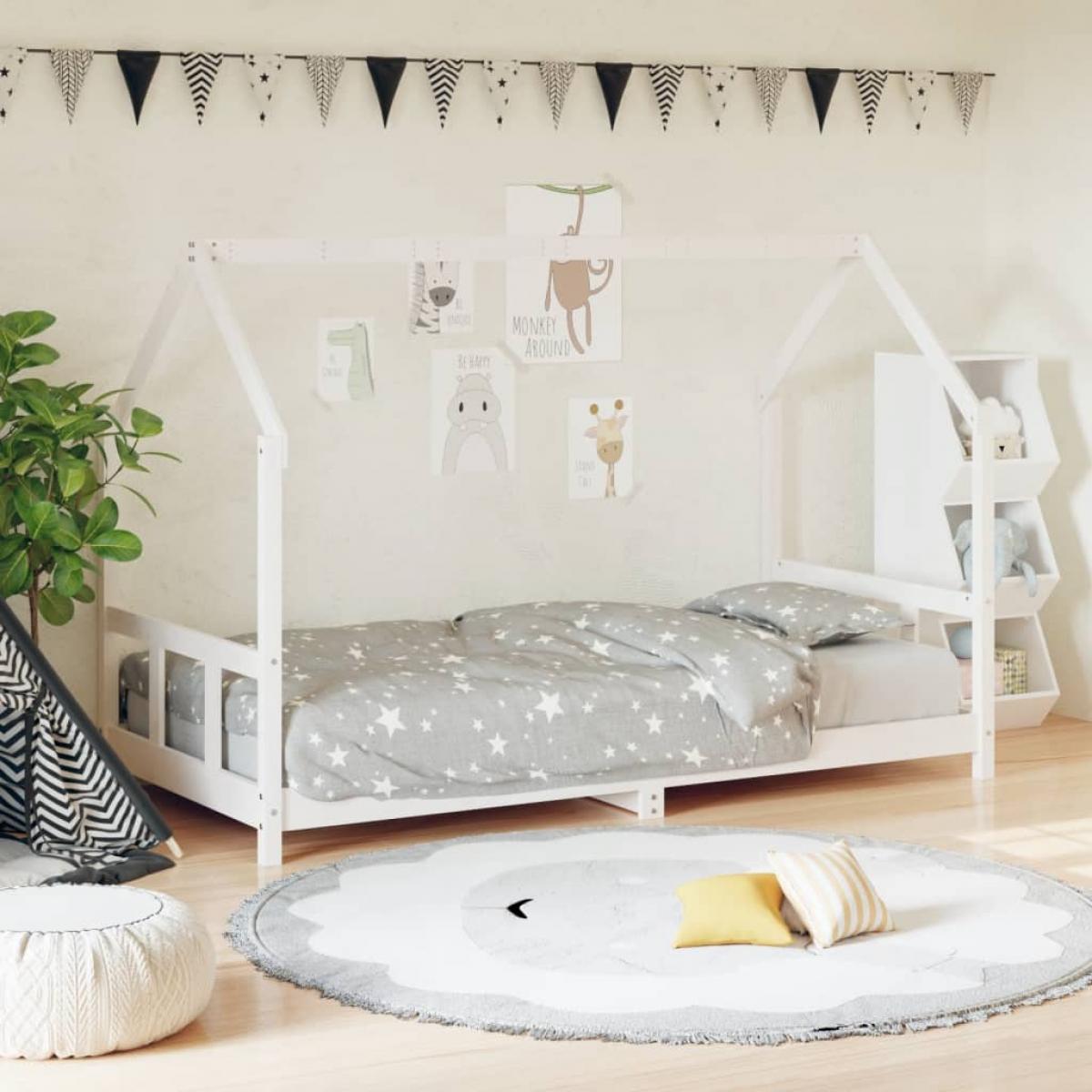 Estructura de cama para niños madera de pino blanco 90x190 cm