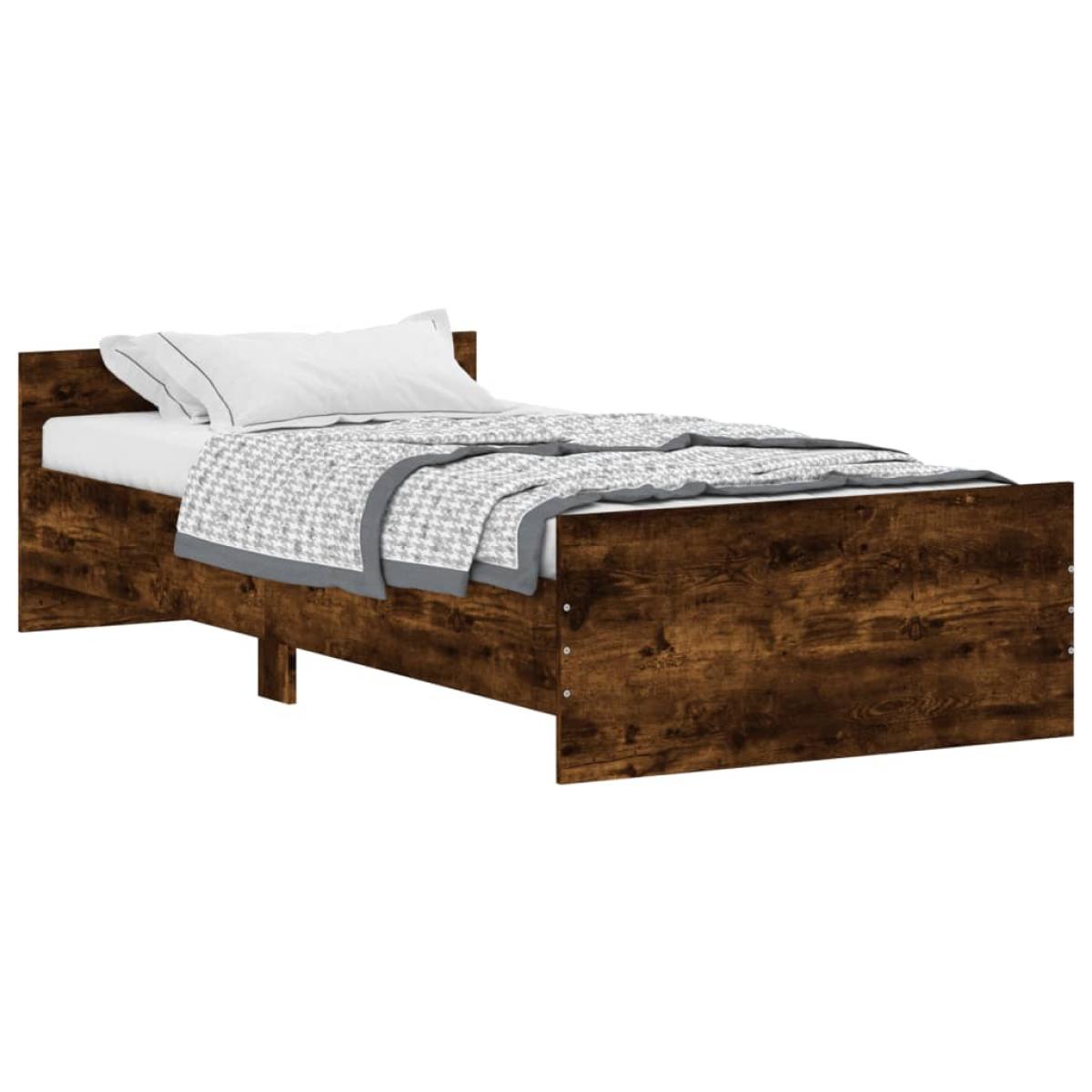 Estructura de cama sin colchón madera roble ahumado 90x190 cm