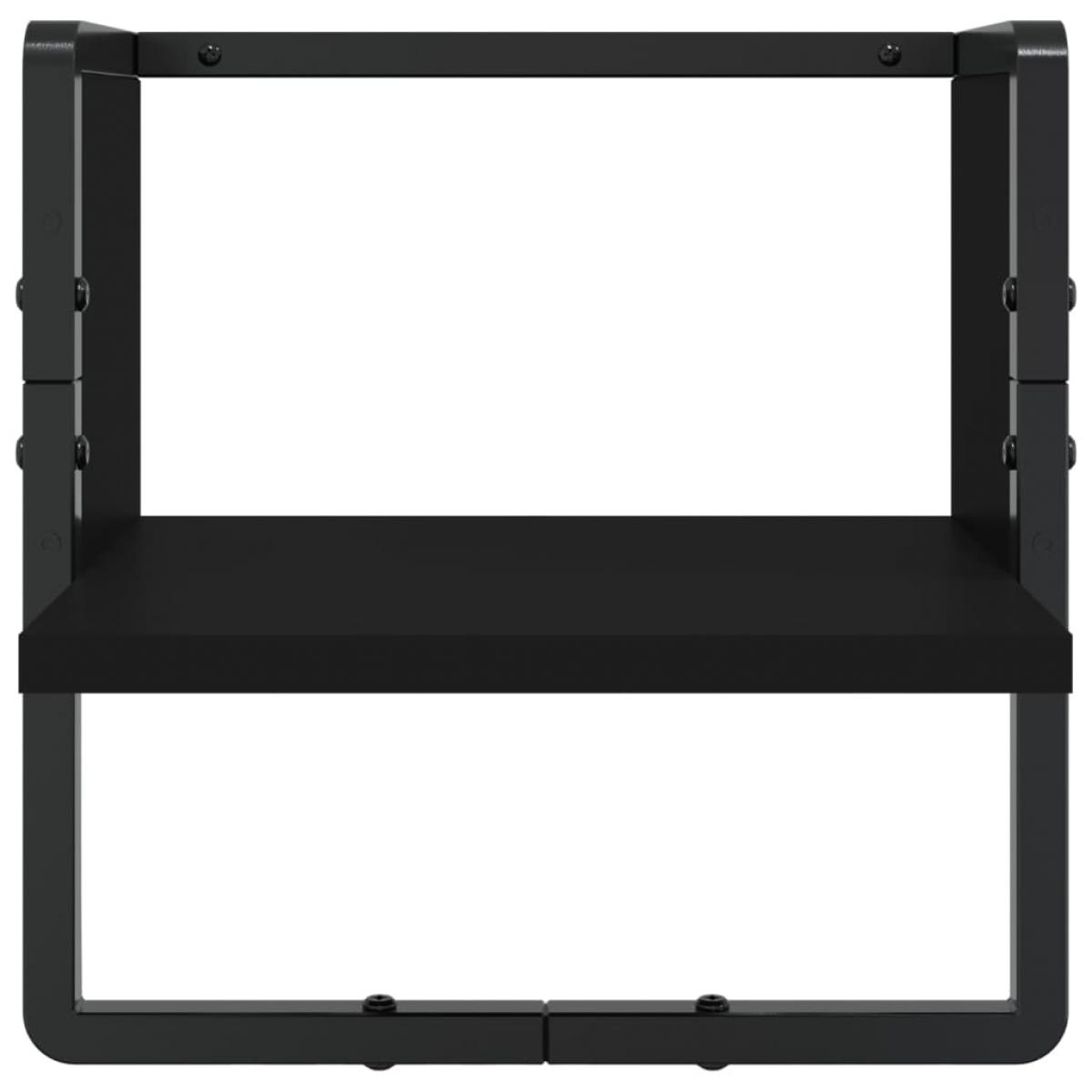 Estantes de pared con barras 4 pzas madera de ingeniería negro