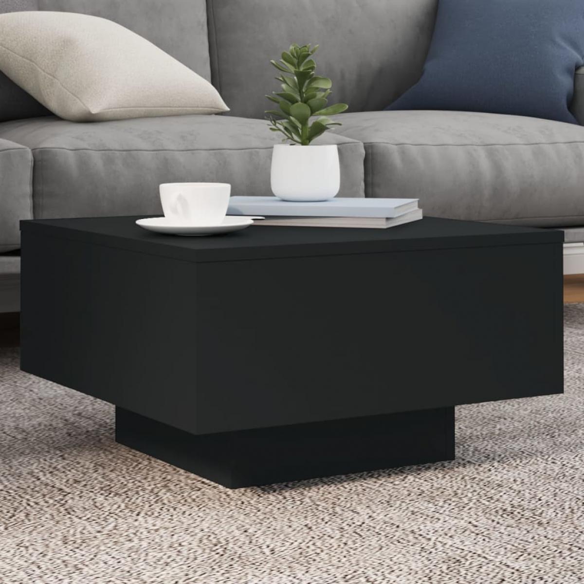 Mesa de centro con luces LED negro 55x55x31 cm