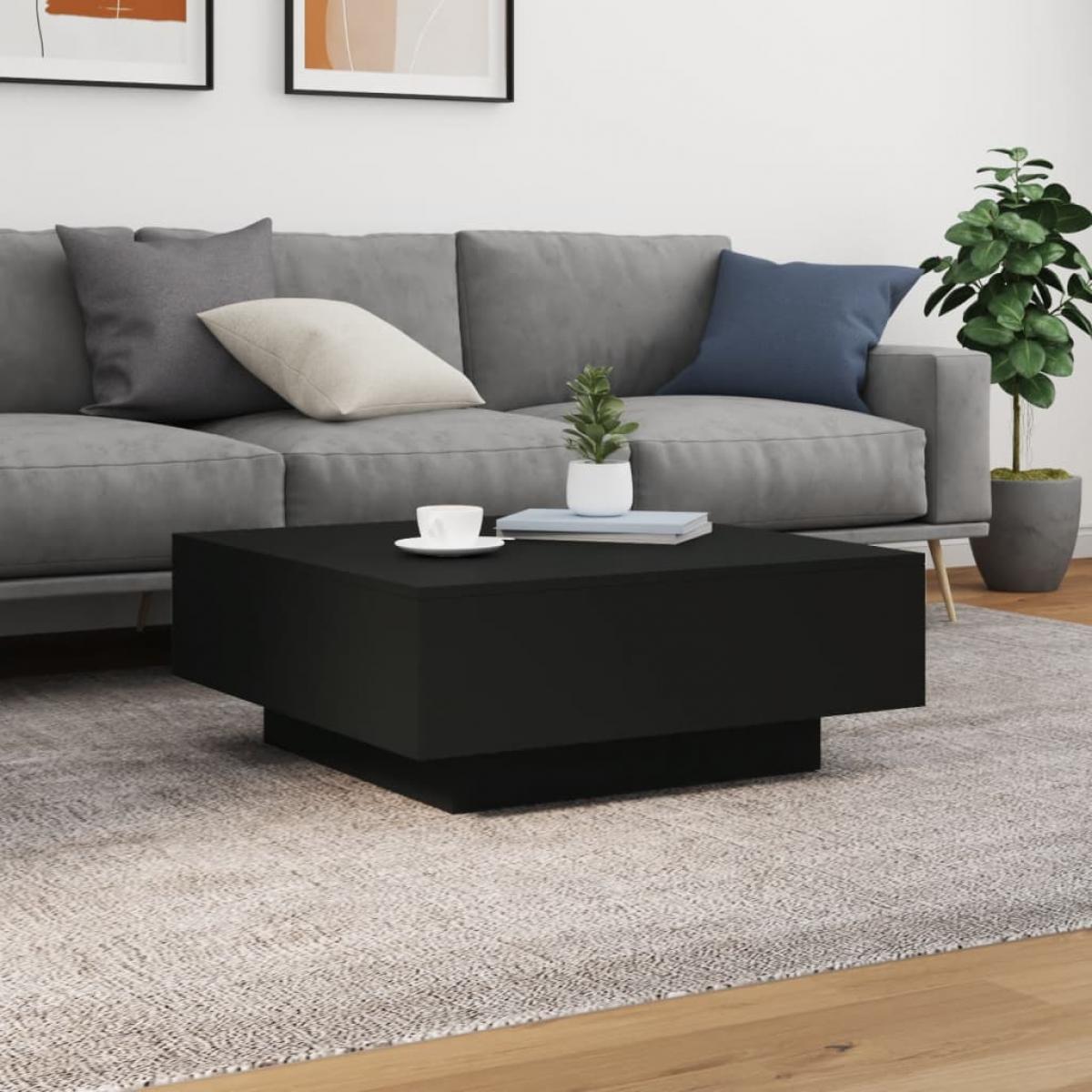 Mesa de centro con luces LED negro 80x80x31 cm