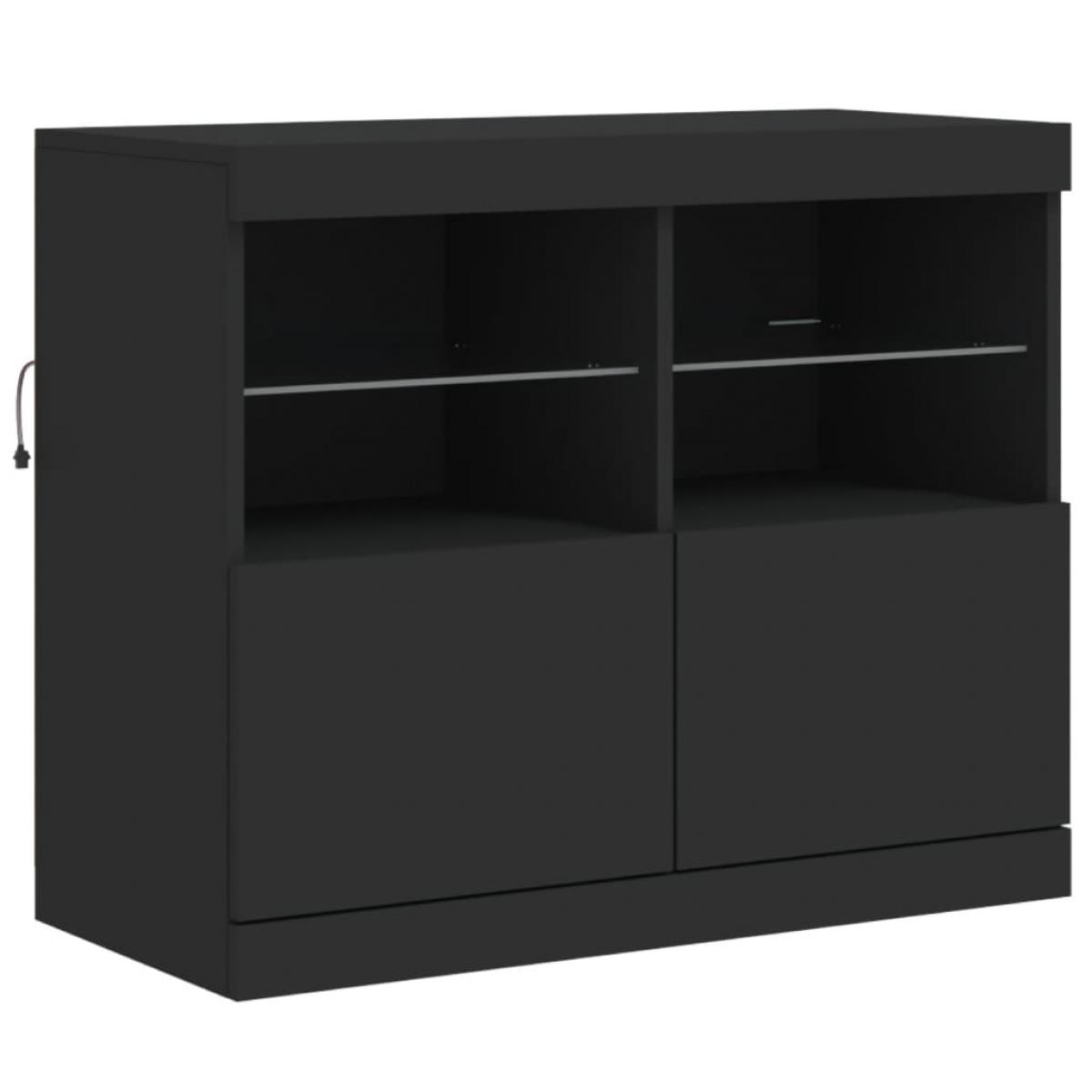 Aparador con luces LED negro 81x37x67 cm