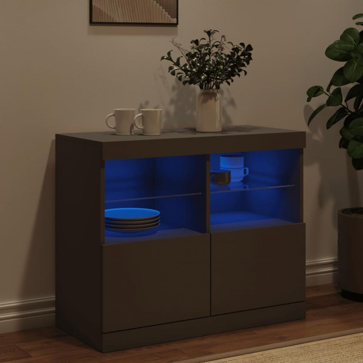 Aparador con luces LED negro 81x37x67 cm