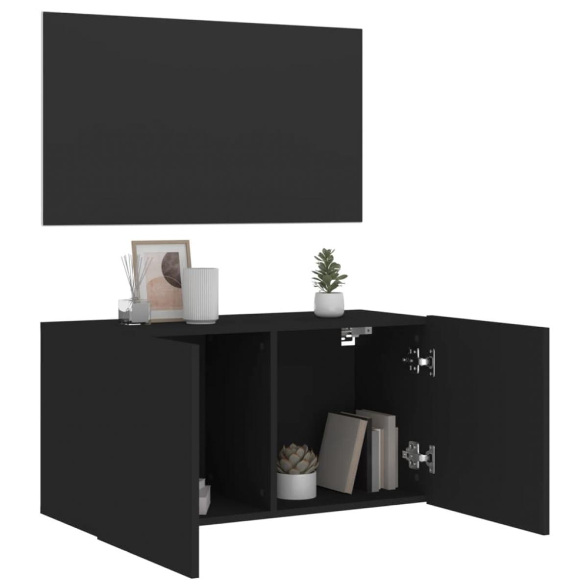 Mueble para TV de pared negro 80x30x41 cm