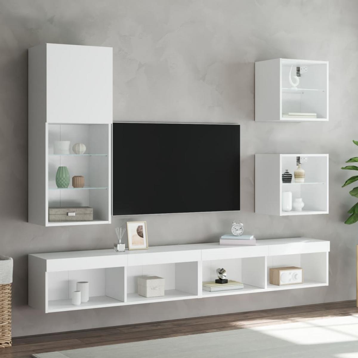 Mueble para TV con luces LED blanco 40,5x30x102 cm