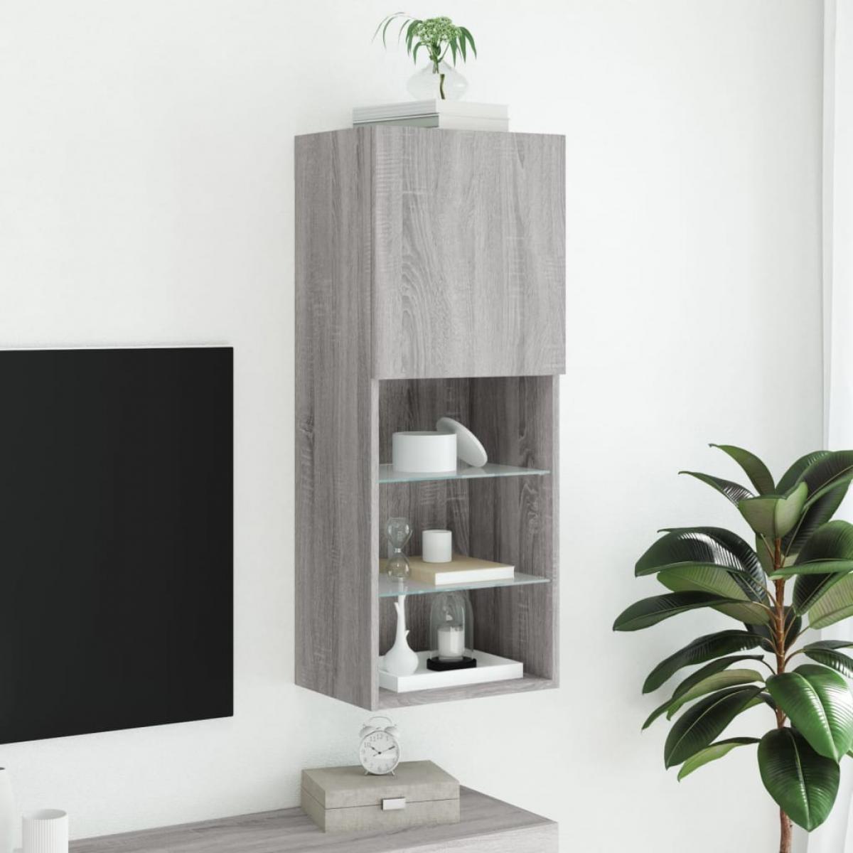 Mueble para TV con luces LED gris Sonoma 40,5x30x102 cm
