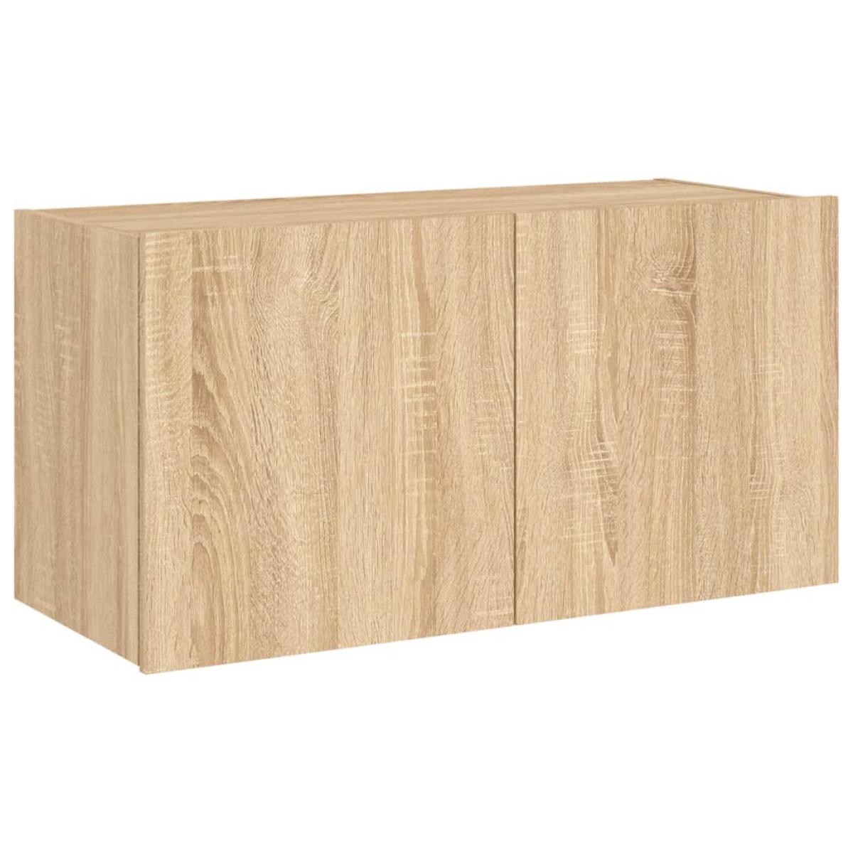 Mueble de TV de pared con luces LED roble Sonoma 80x35x41 cm