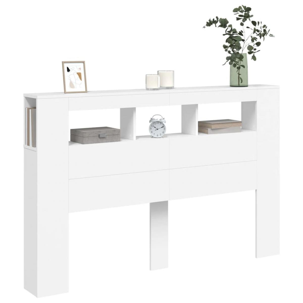 Cabecero con LED madera de ingeniería blanco 160x18,5x103,5 cm