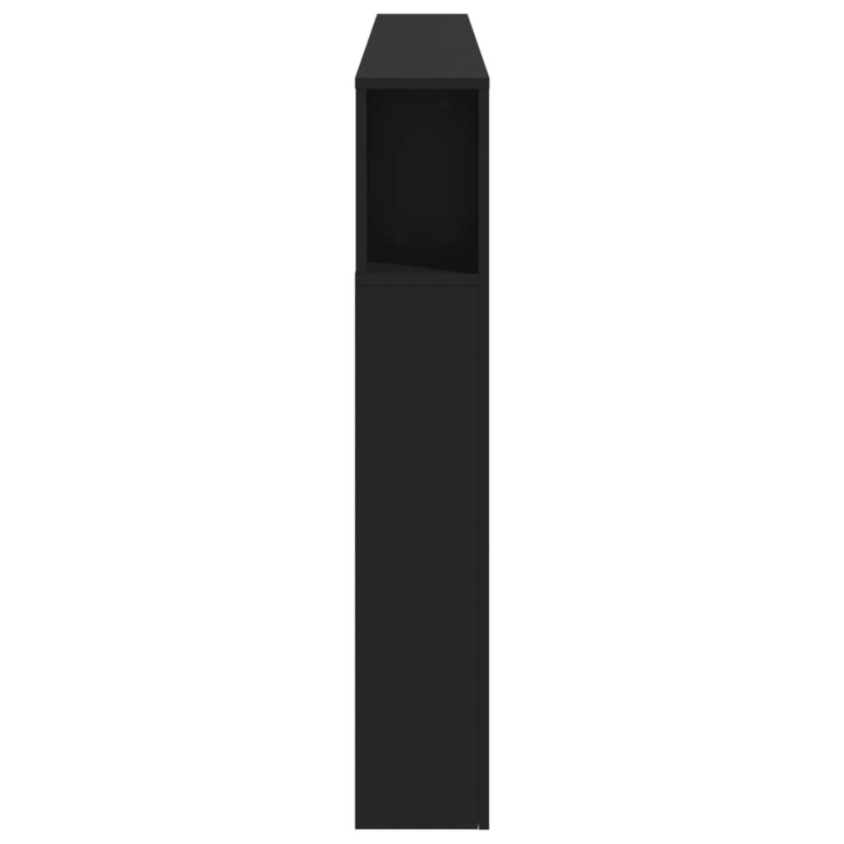 Cabecero con LED madera de ingeniería negro 200x18,5x103,5 cm