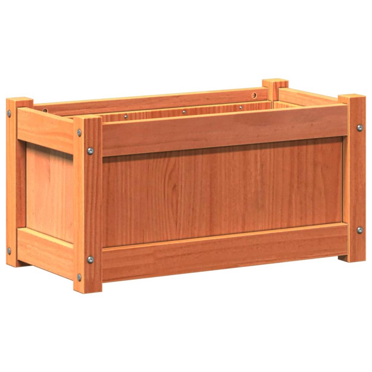 Jardinera exterior madera maciza pino marrón cera 60x31x31 cm