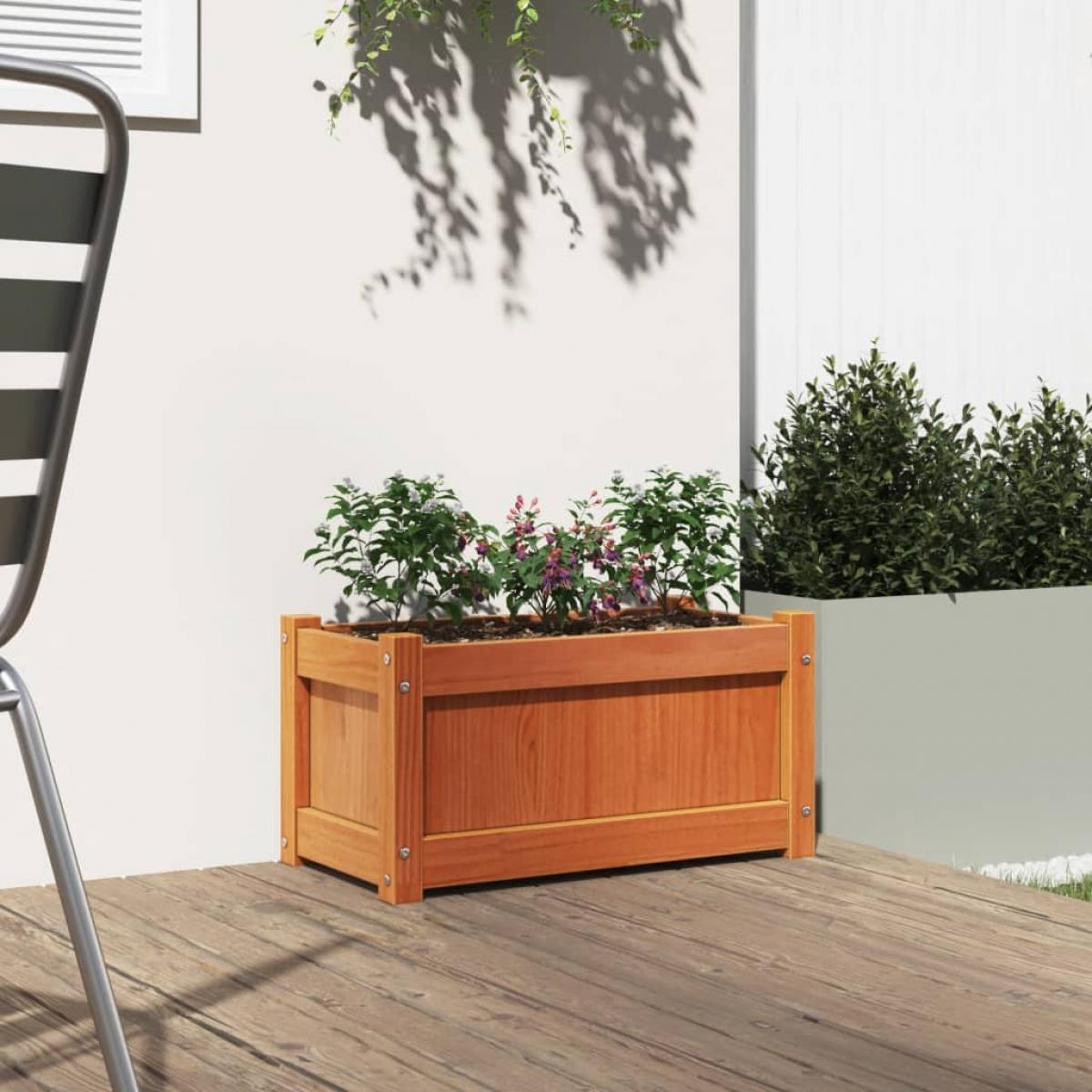 Jardinera exterior madera maciza pino marrón cera 60x31x31 cm