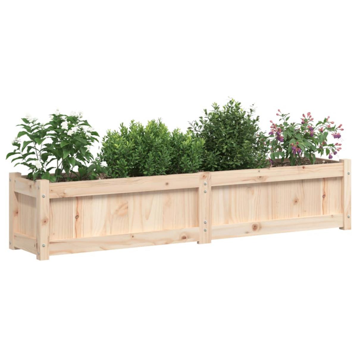 Jardinera de madera maciza de pino 150x31x31 cm
