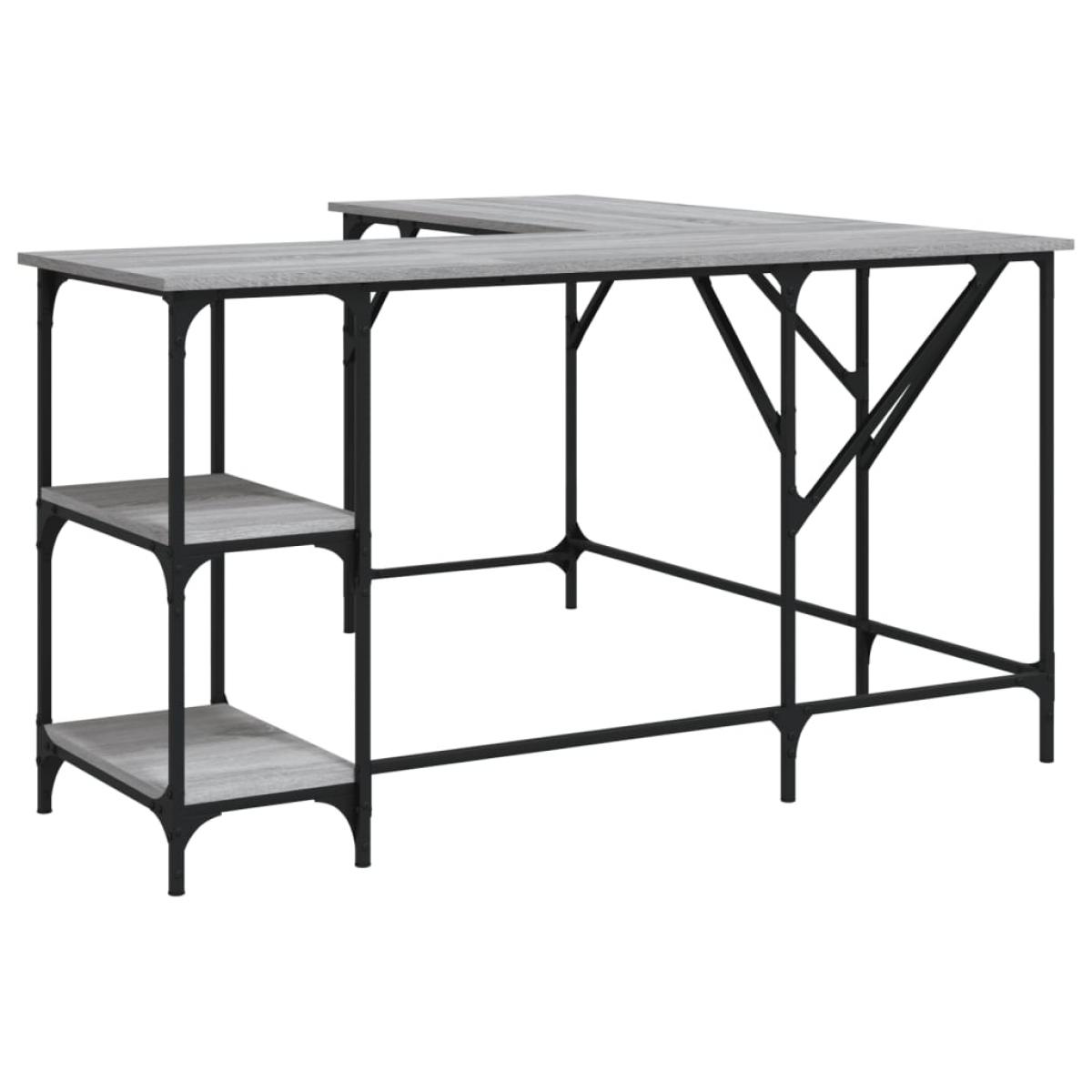 Escritorio madera de ingeniería gris Sonoma 139x139x75 cm