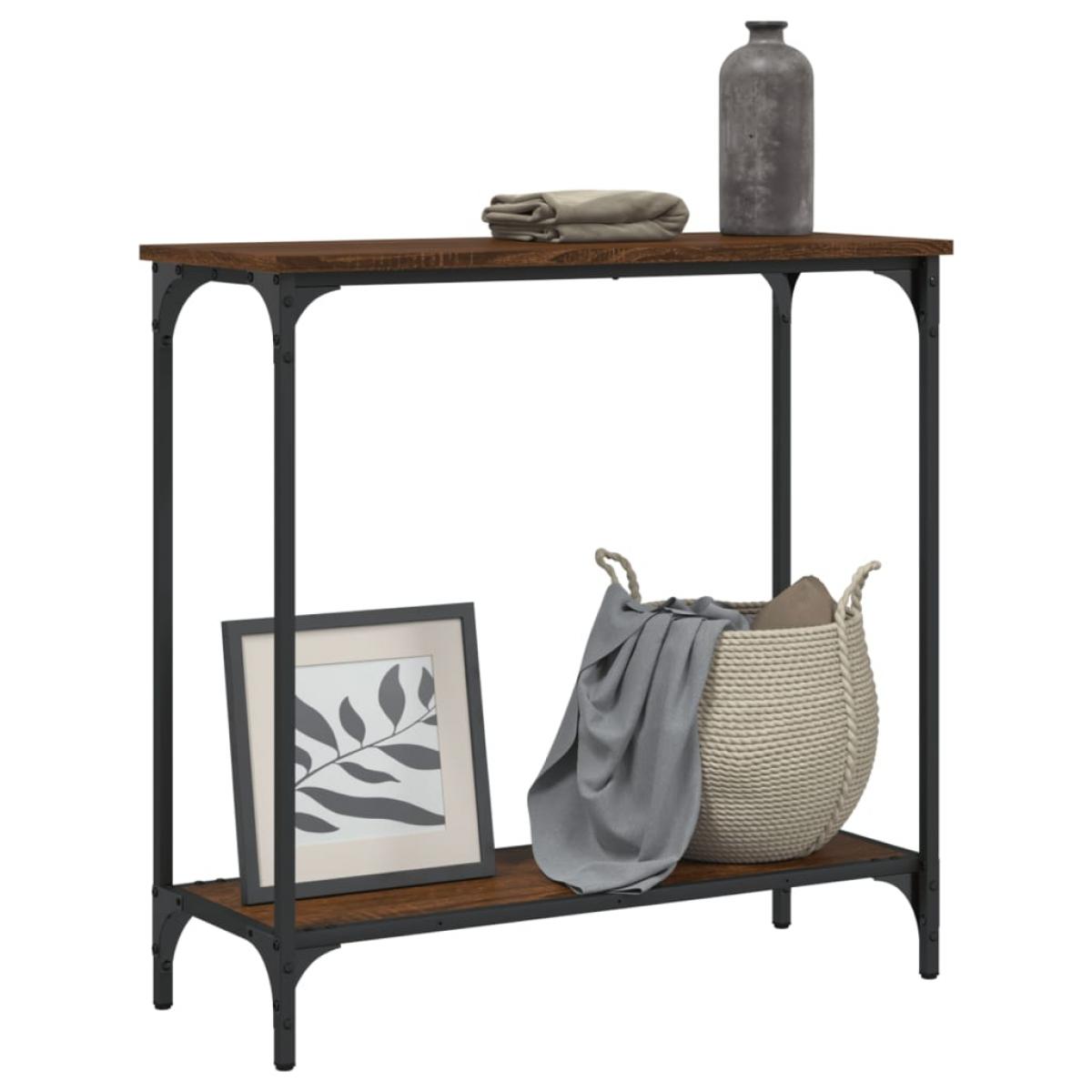 Mesa consola madera de ingeniería roble marrón 75x30,5x75 cm