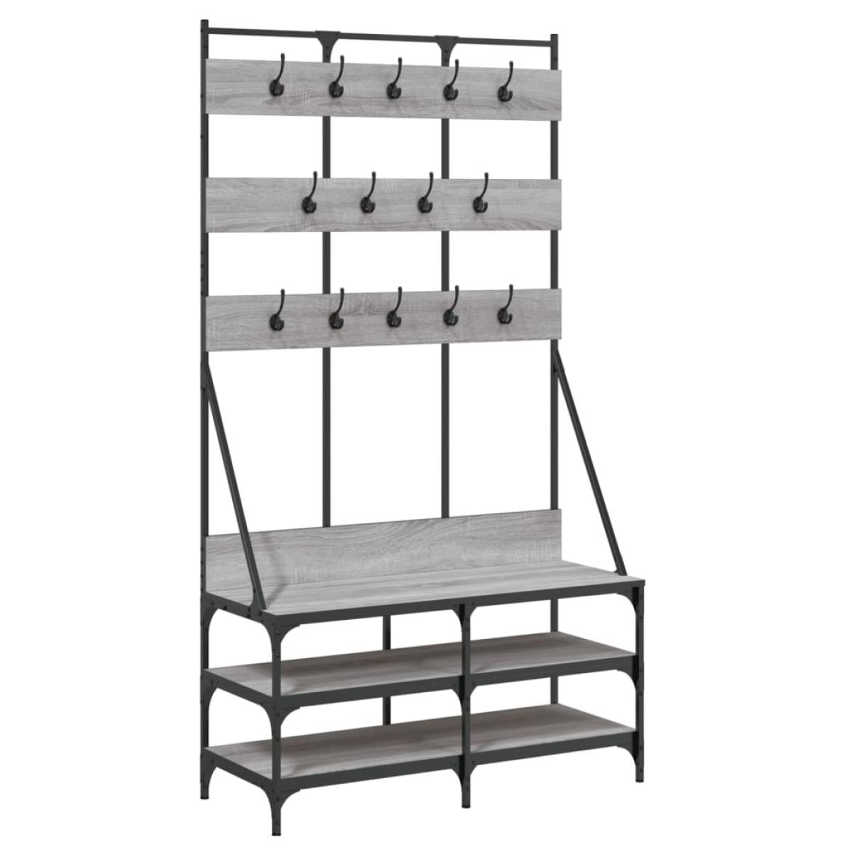 Perchero con zapatero gris Sonoma 100x40x184 cm