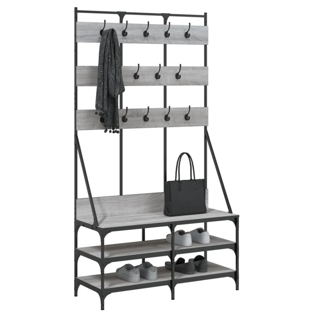 Perchero con zapatero gris Sonoma 100x40x184 cm