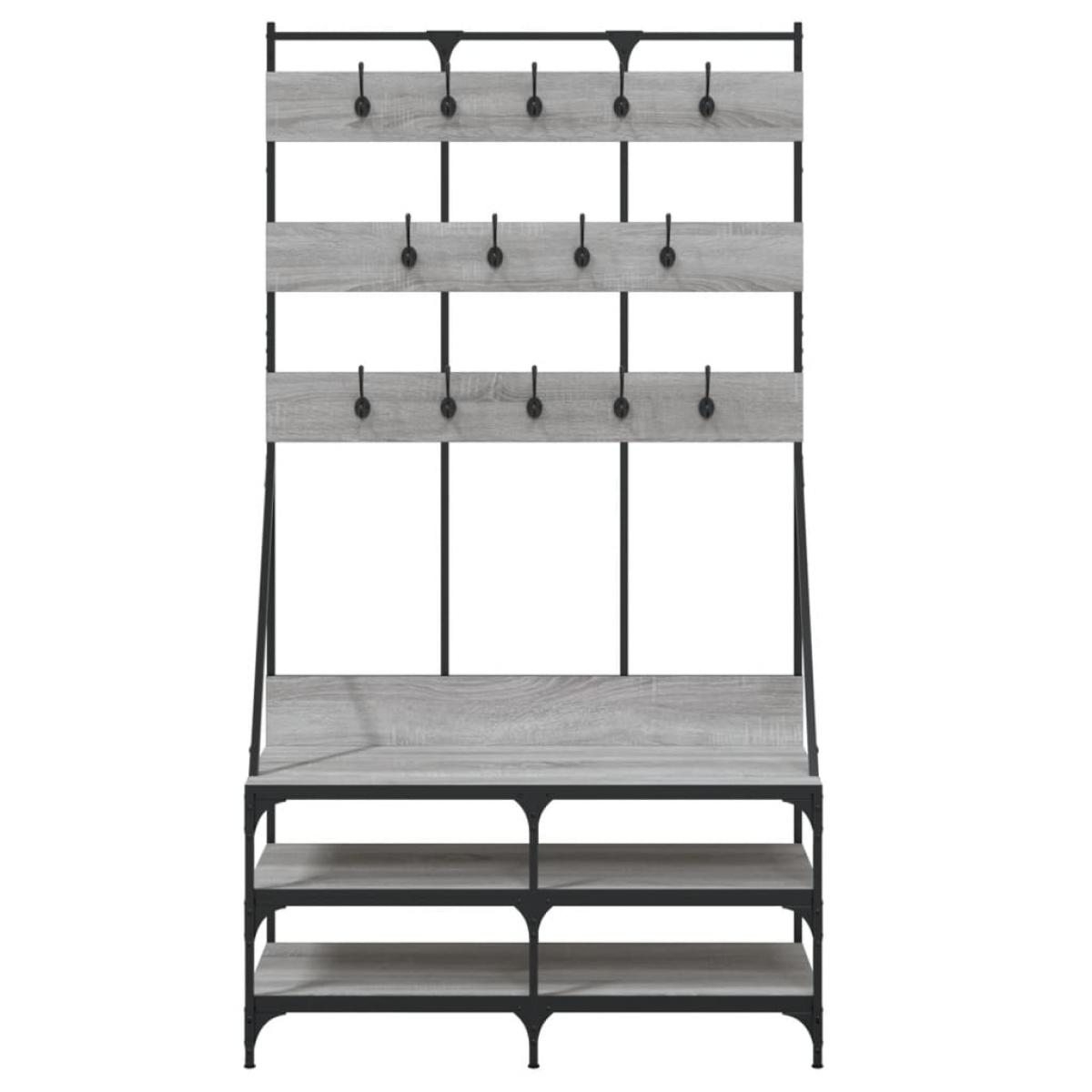 Perchero con zapatero gris Sonoma 100x40x184 cm