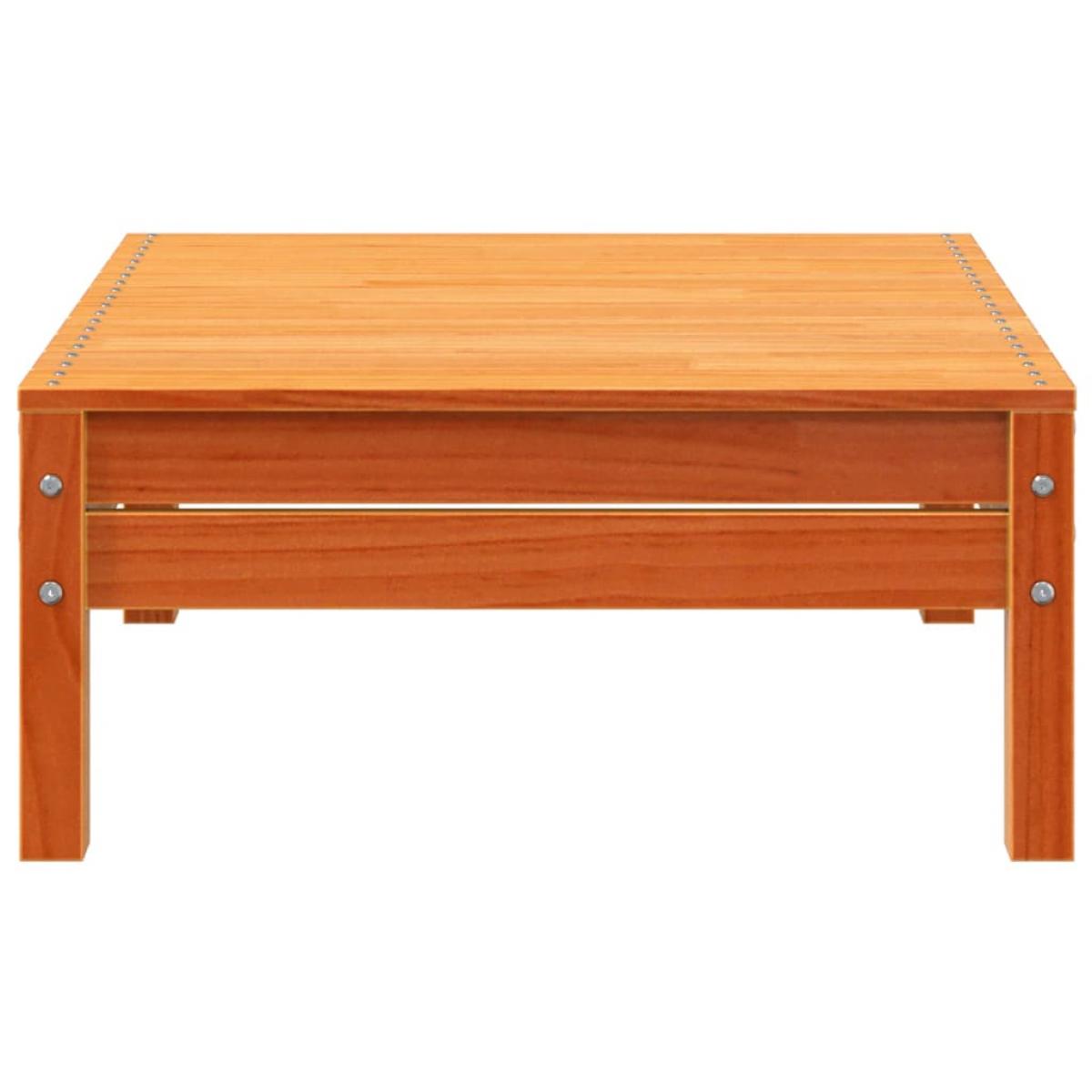 Taburete de jardín madera maciza de pino marrón cera