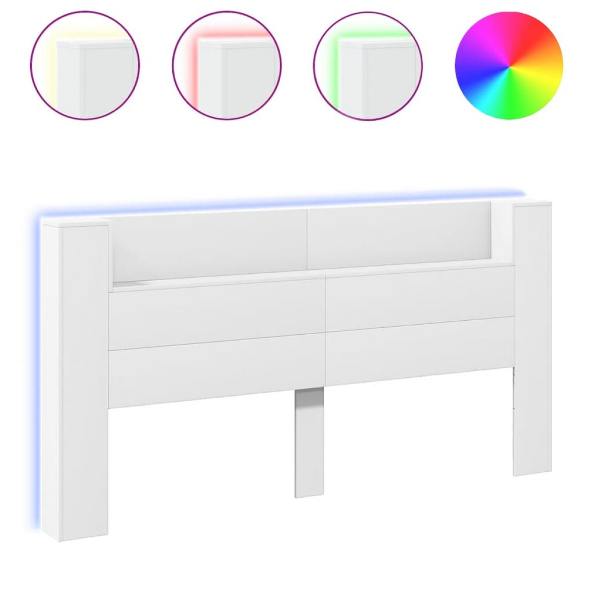 Cabecero de cama con LED blanco 200x16,5x103,5 cm