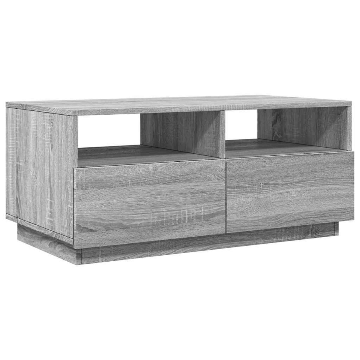 Mesa de centro con luces LED gris Sonoma 90x49x40 cm