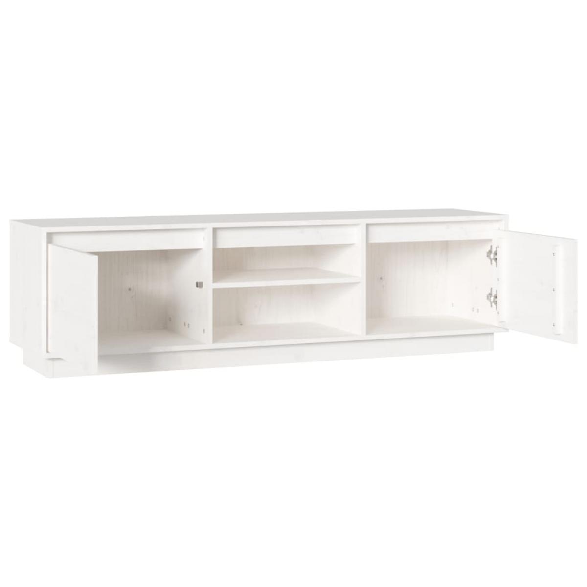 Mueble de TV madera maciza de pino blanco 140x35x40 cm