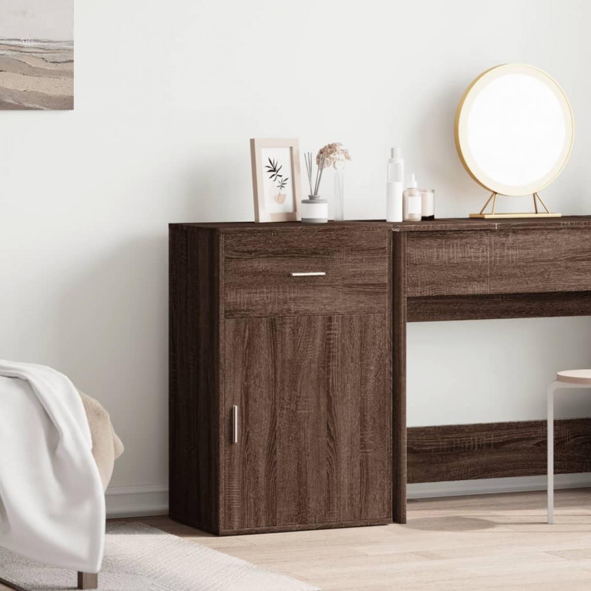 Armario almacenaje madera ingeniería marrón roble 56,5x39x90 cm