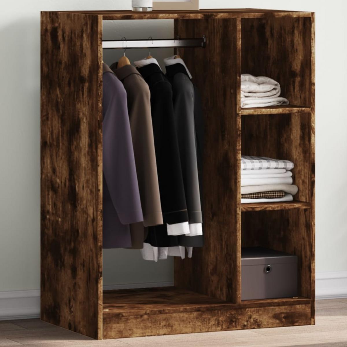 Armario de madera de ingeniería roble ahumado 77x48x102 cm