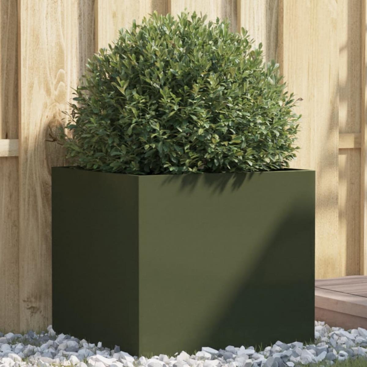 Jardinera acero verde oliva 49x47x46 cm