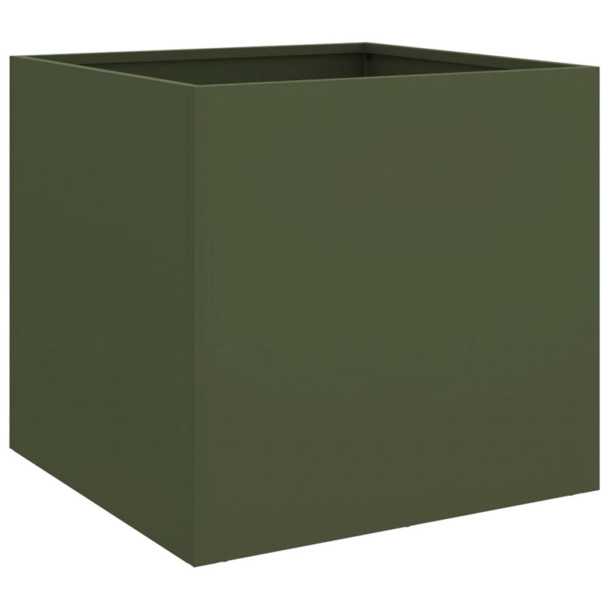 Jardinera acero verde oliva 49x47x46 cm