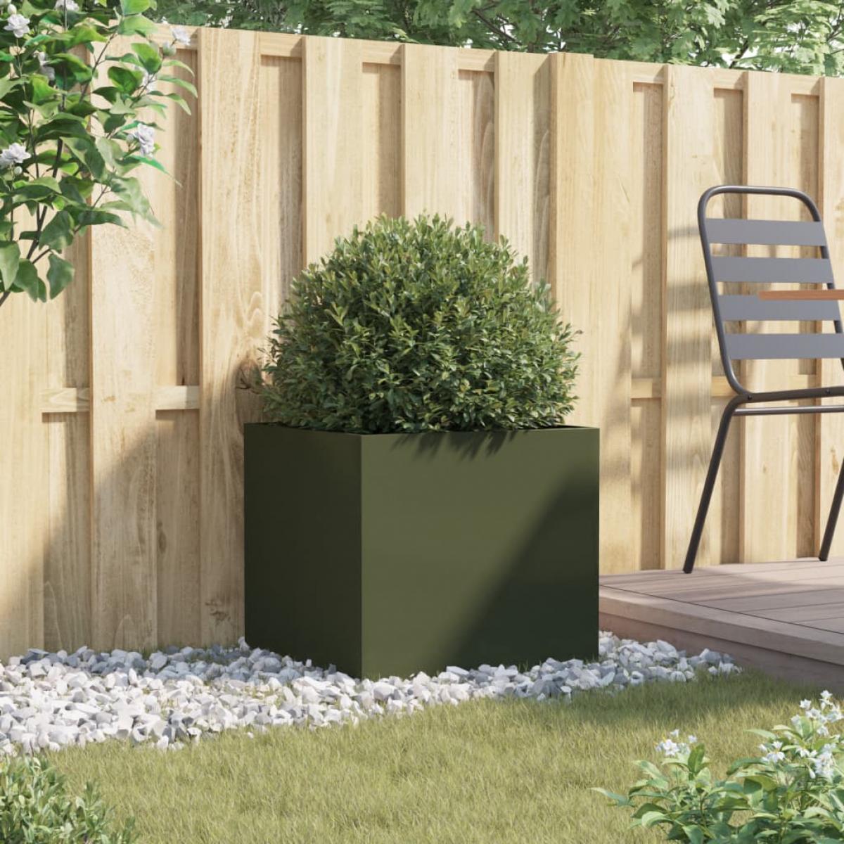 Jardinera acero verde oliva 49x47x46 cm