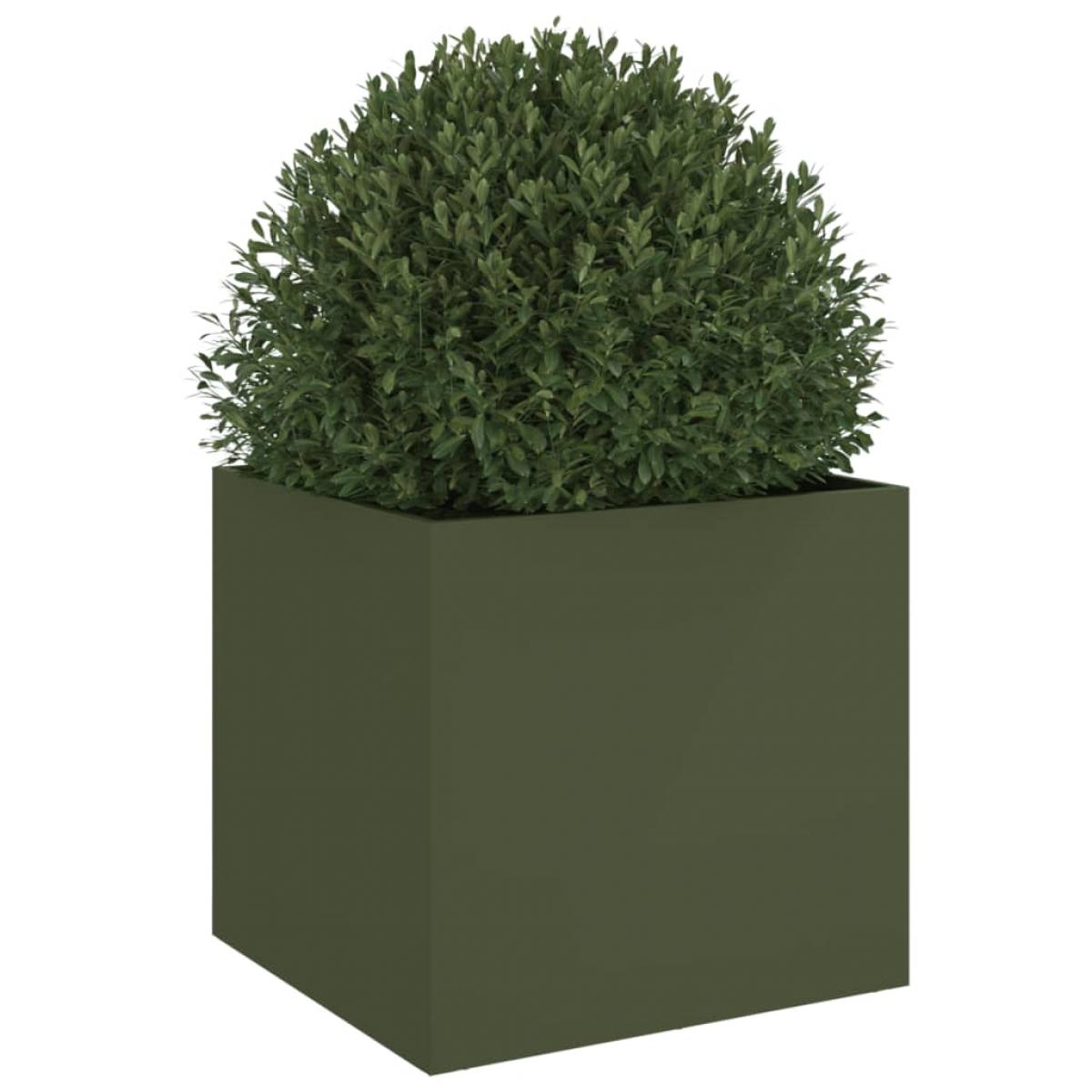 Jardinera acero verde oliva 49x47x46 cm