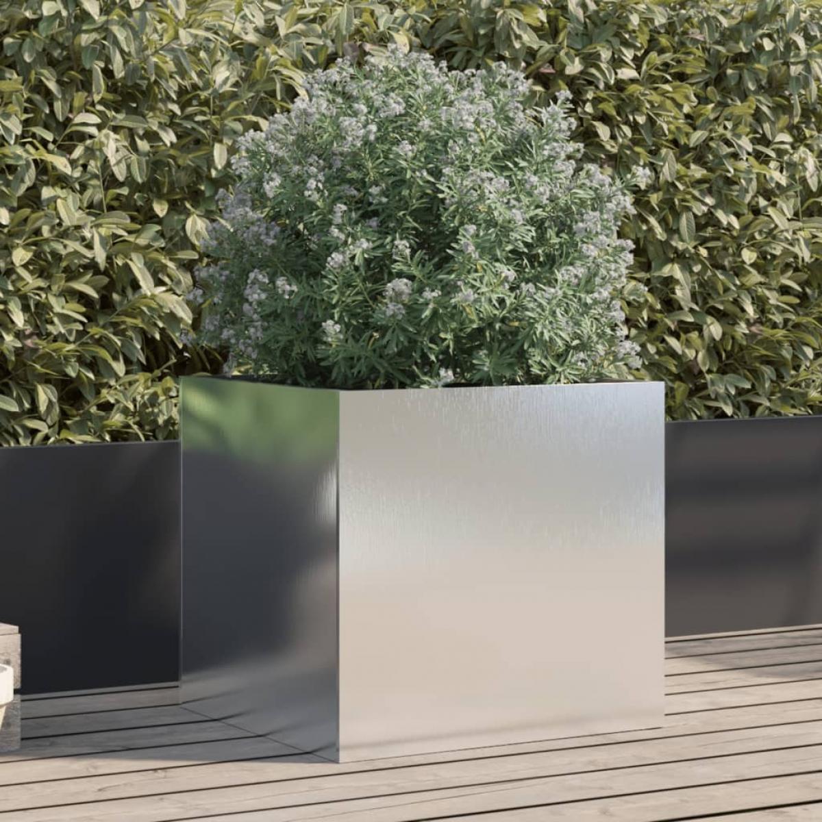 Jardinera de acero inoxidable plateado 49x47x46 cm