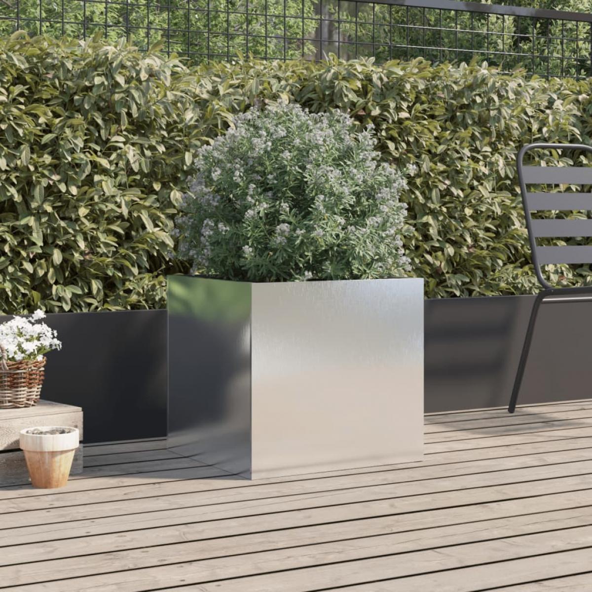 Jardinera de acero inoxidable plateado 49x47x46 cm