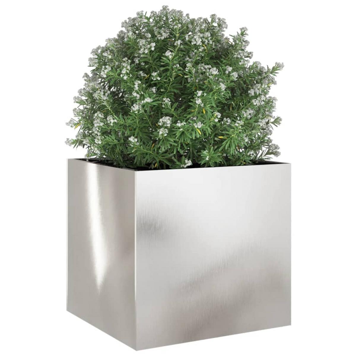 Jardinera de acero inoxidable plateado 49x47x46 cm