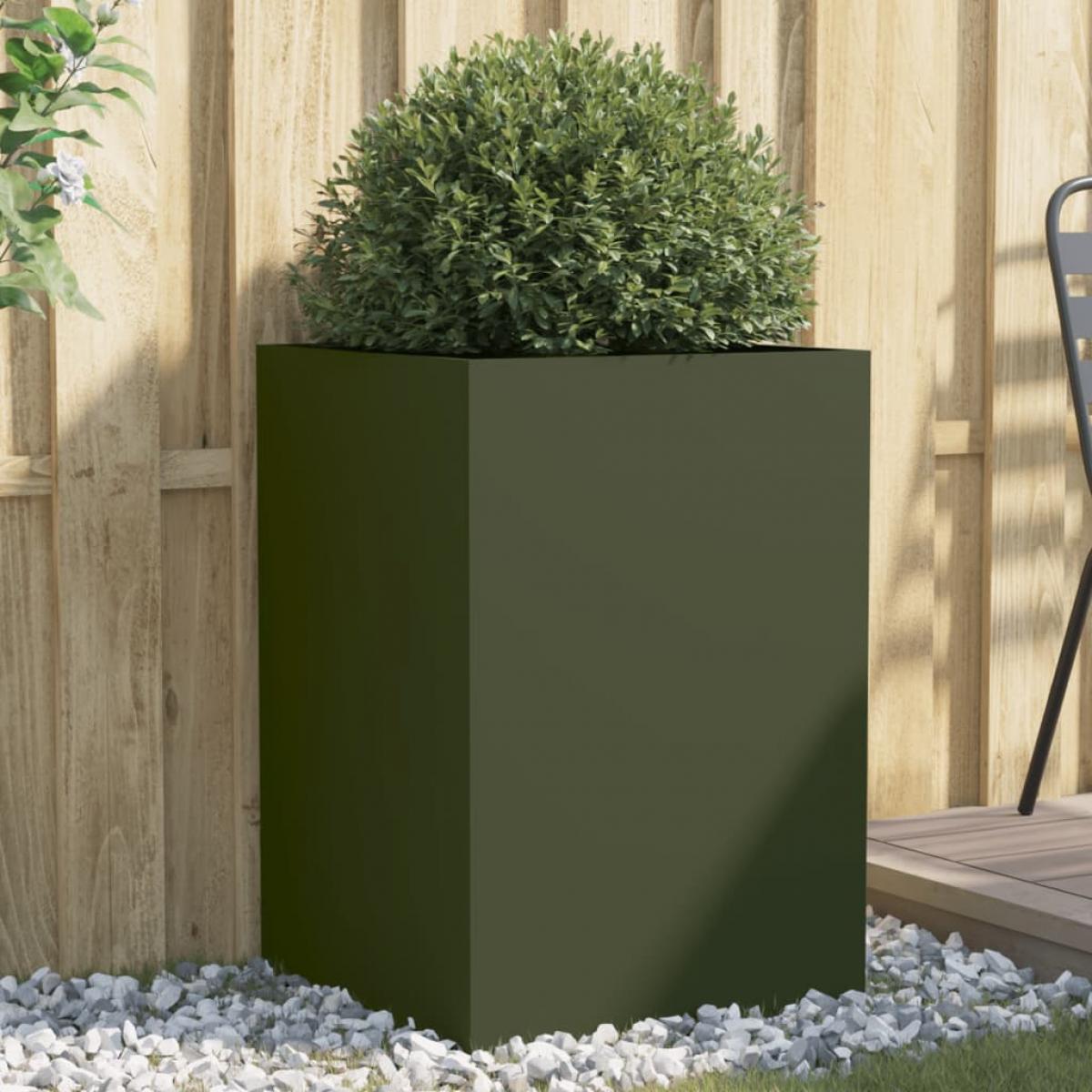 Jardinera acero verde oliva 52x48x75 cm
