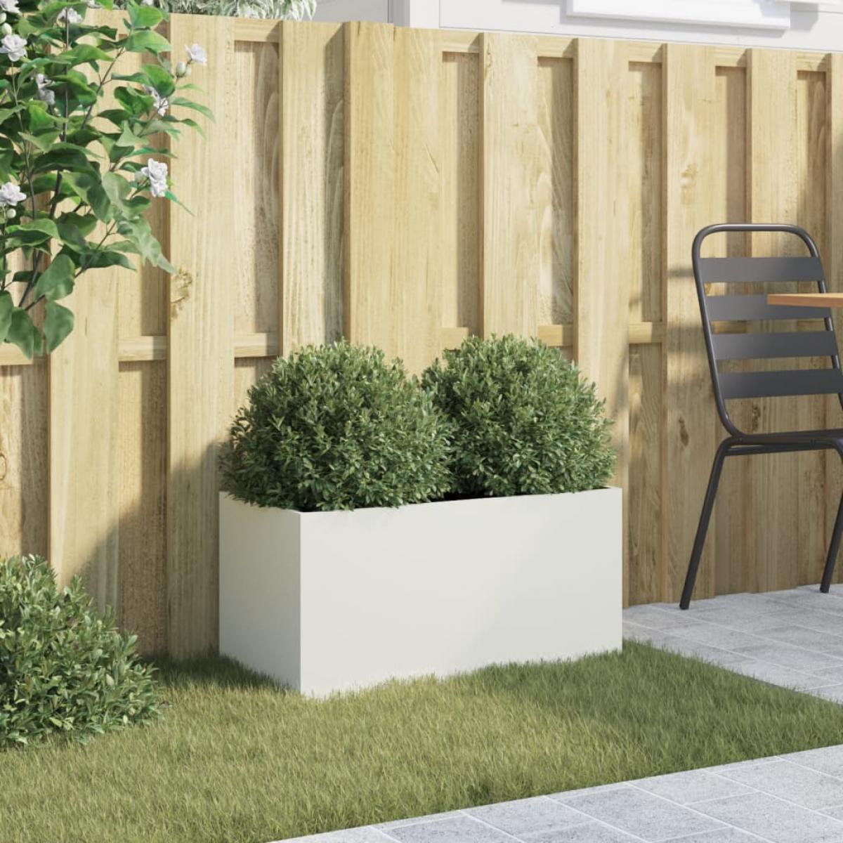 Jardinera acero blanco 62x30x29 cm
