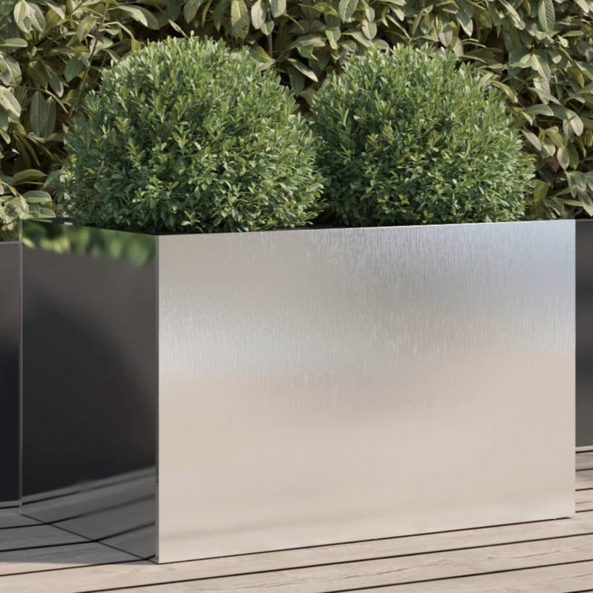 Jardinera de acero inoxidable plateado 62x40x39 cm