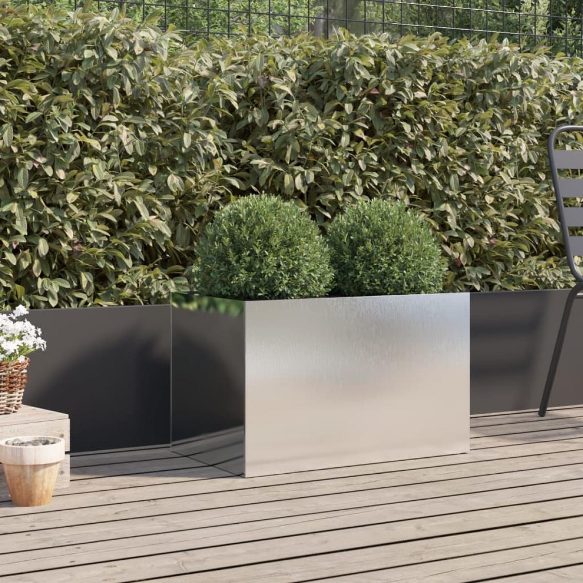 Jardinera de acero inoxidable plateado 62x40x39 cm