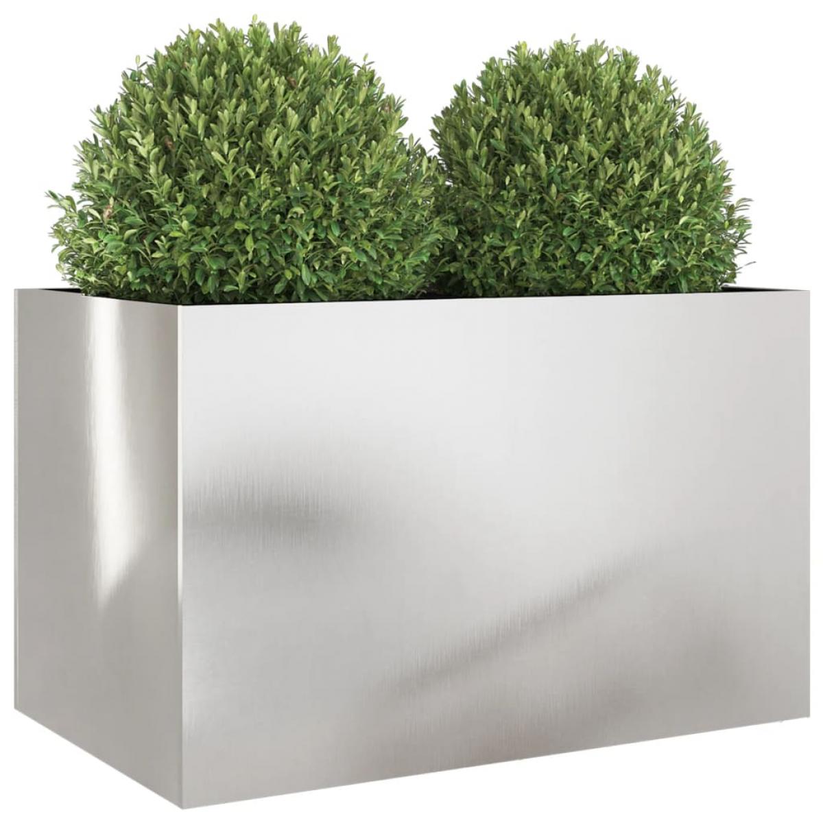 Jardinera de acero inoxidable plateado 62x40x39 cm