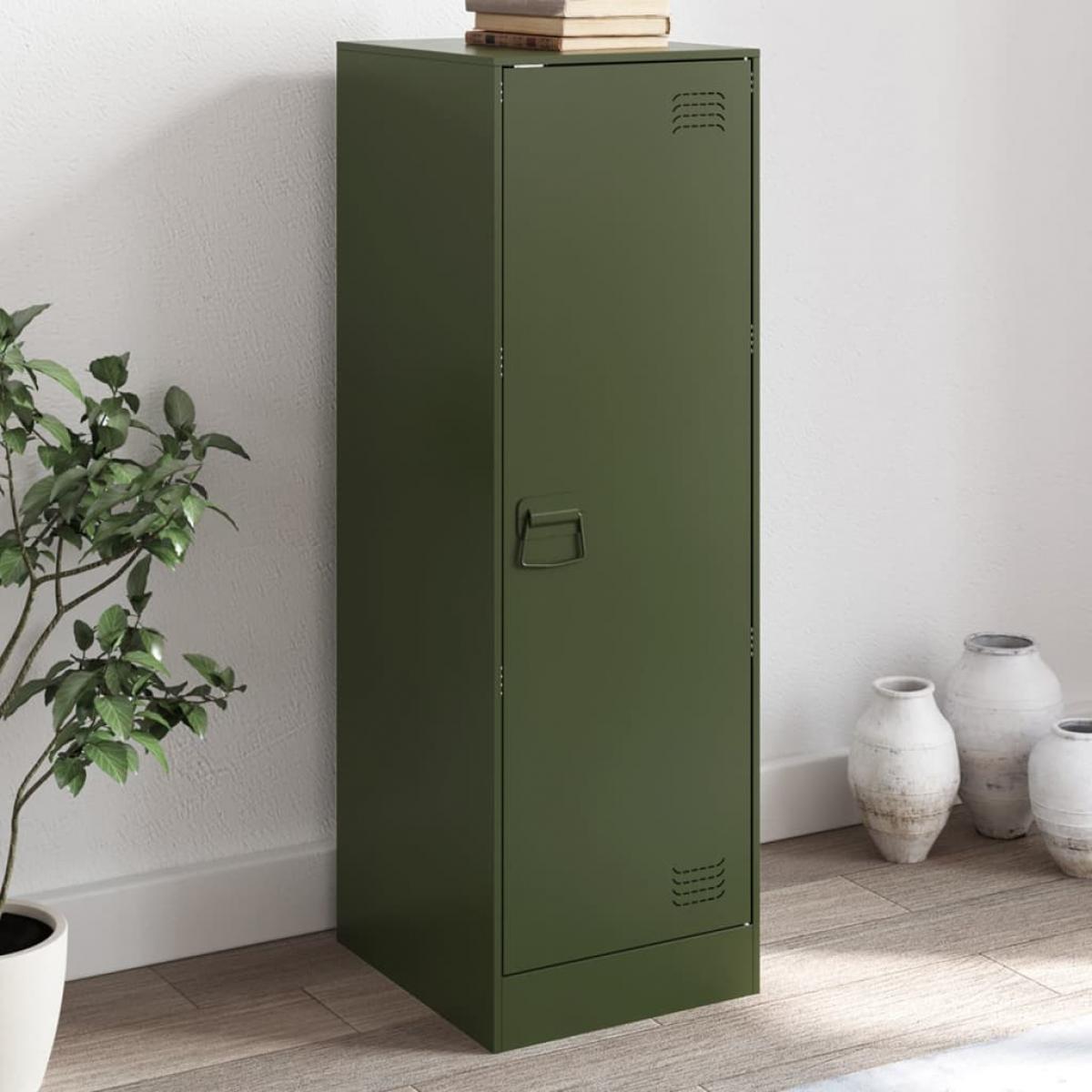 Aparador de acero verde oliva 34,5x39x107 cm