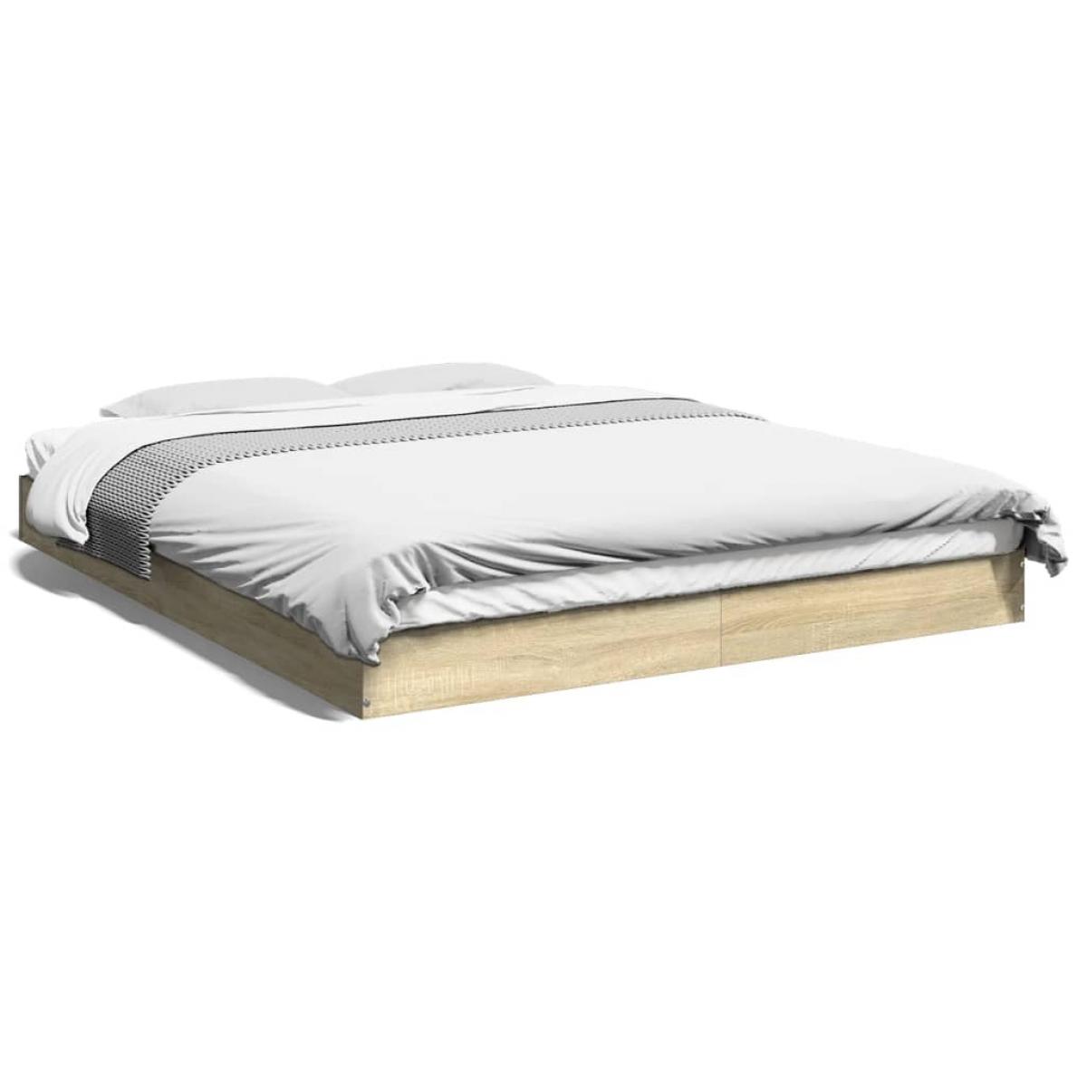 Estructura de cama madera de ingeniería roble Sonoma 160x200 cm