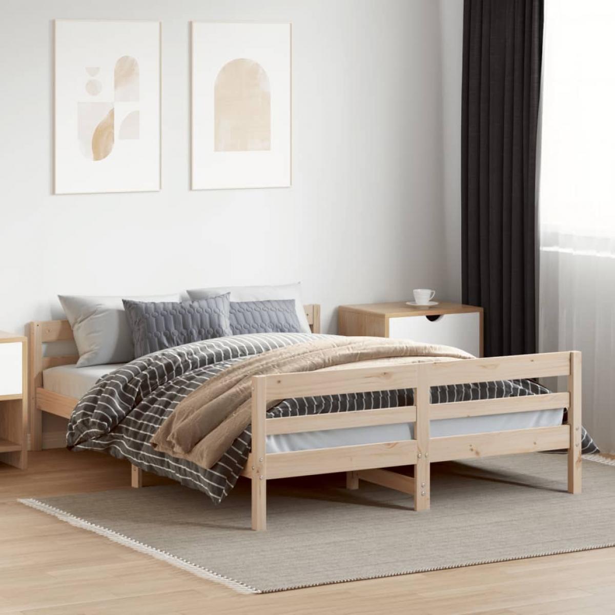 Estructura de cama sin colchón madera de pino blanca 140x200 cm