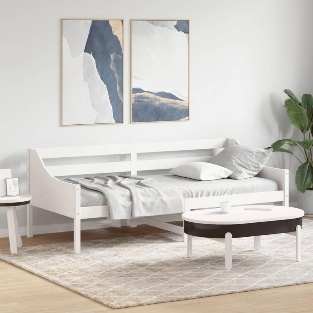 Diván sin colchón blanco 100x200 cm madera maciza de pino