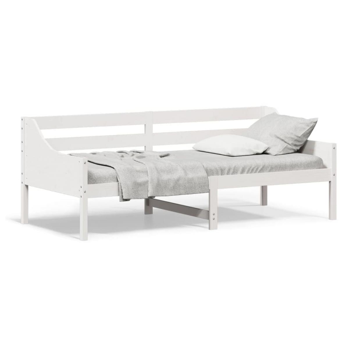 Diván sin colchón blanco 100x200 cm madera maciza de pino