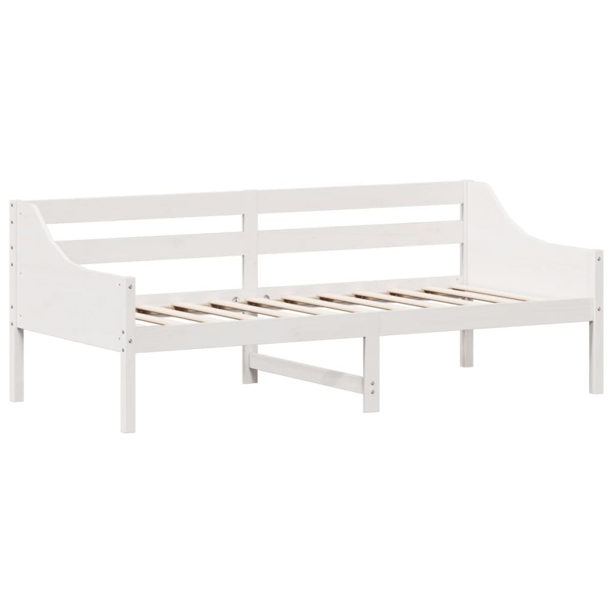 Diván sin colchón blanco 100x200 cm madera maciza de pino
