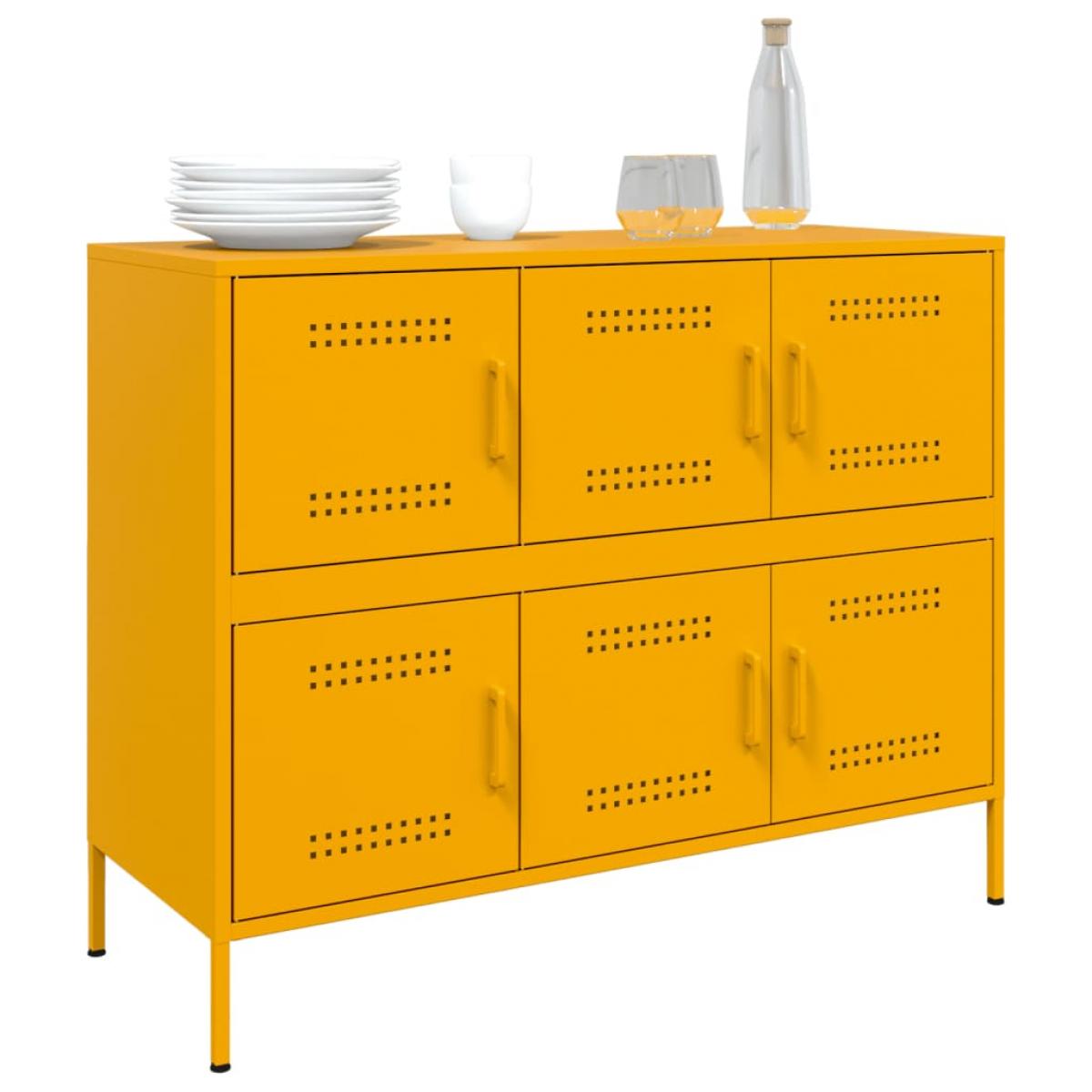 Aparador acero amarillo mostaza 100,5x39x79 cm