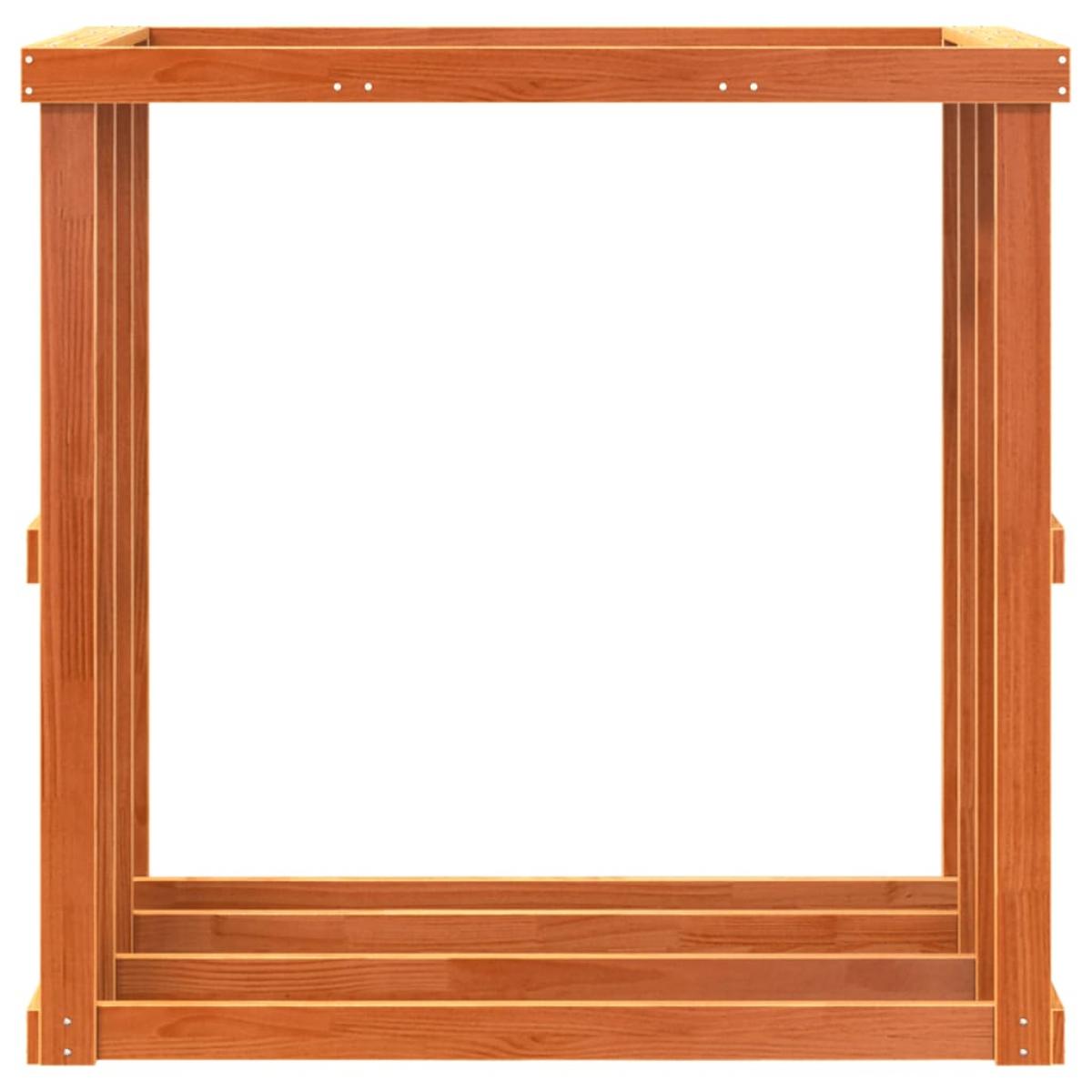 Soporte leña de exterior madera pino marrón cera 109x52x106 cm