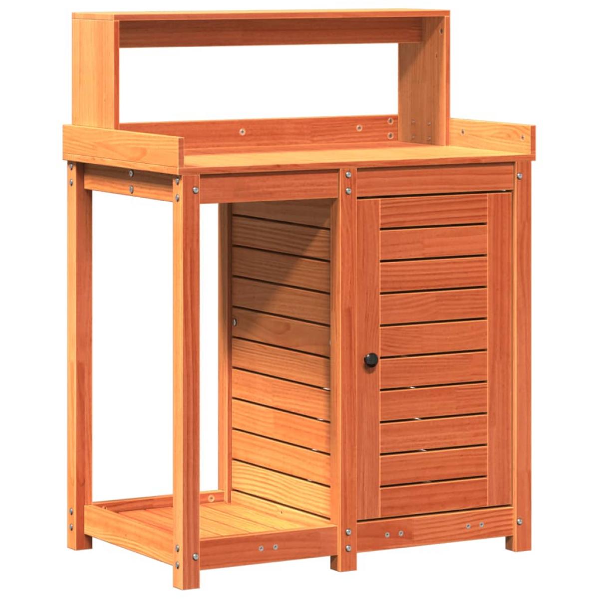 Mesa plantación con estantes madera pino marrón 82,5x50x109,5cm